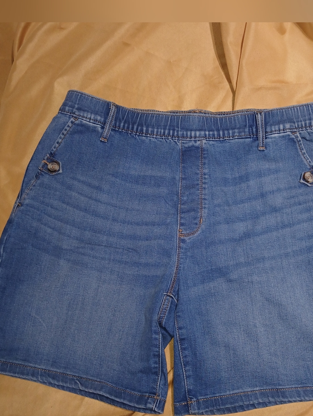 croft & barrow Blue Elastic-Waist Denim Shorts M